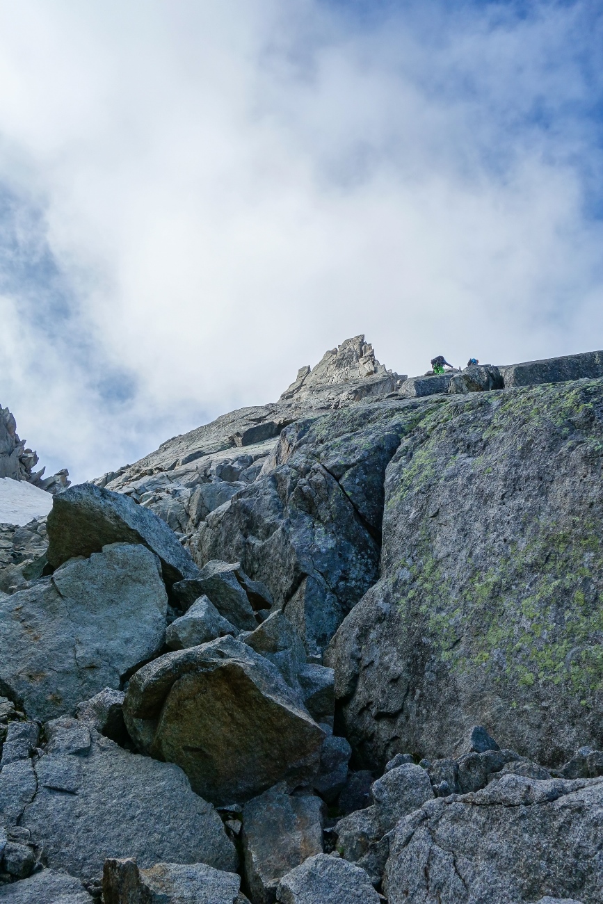 summer alpine rock climbing on the aiguille de l'm chamonix
