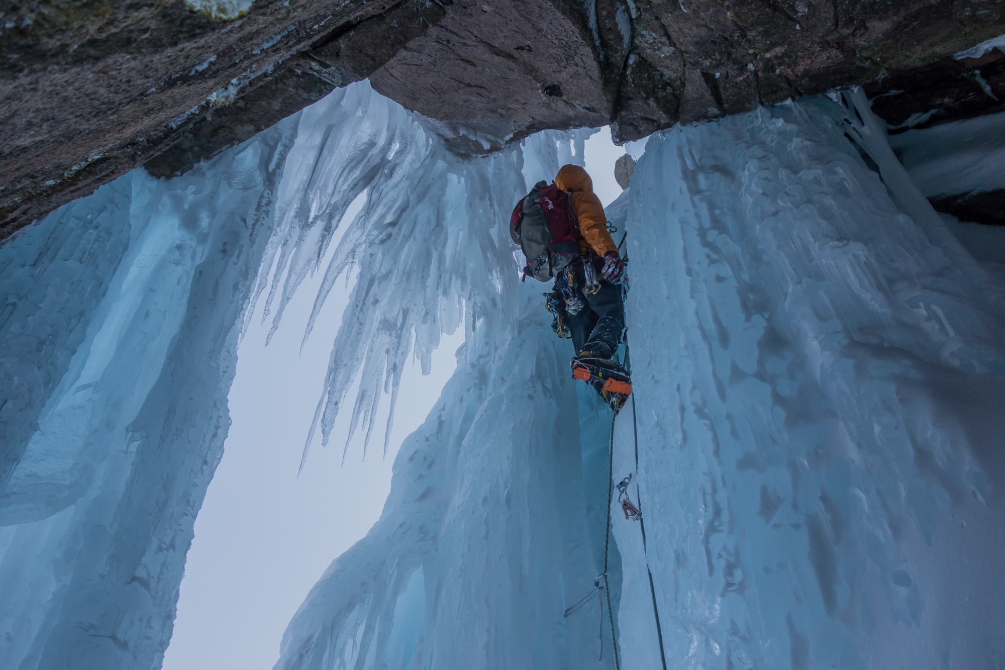 scottish winter ice climbing on the drool eagles rock cairngorms