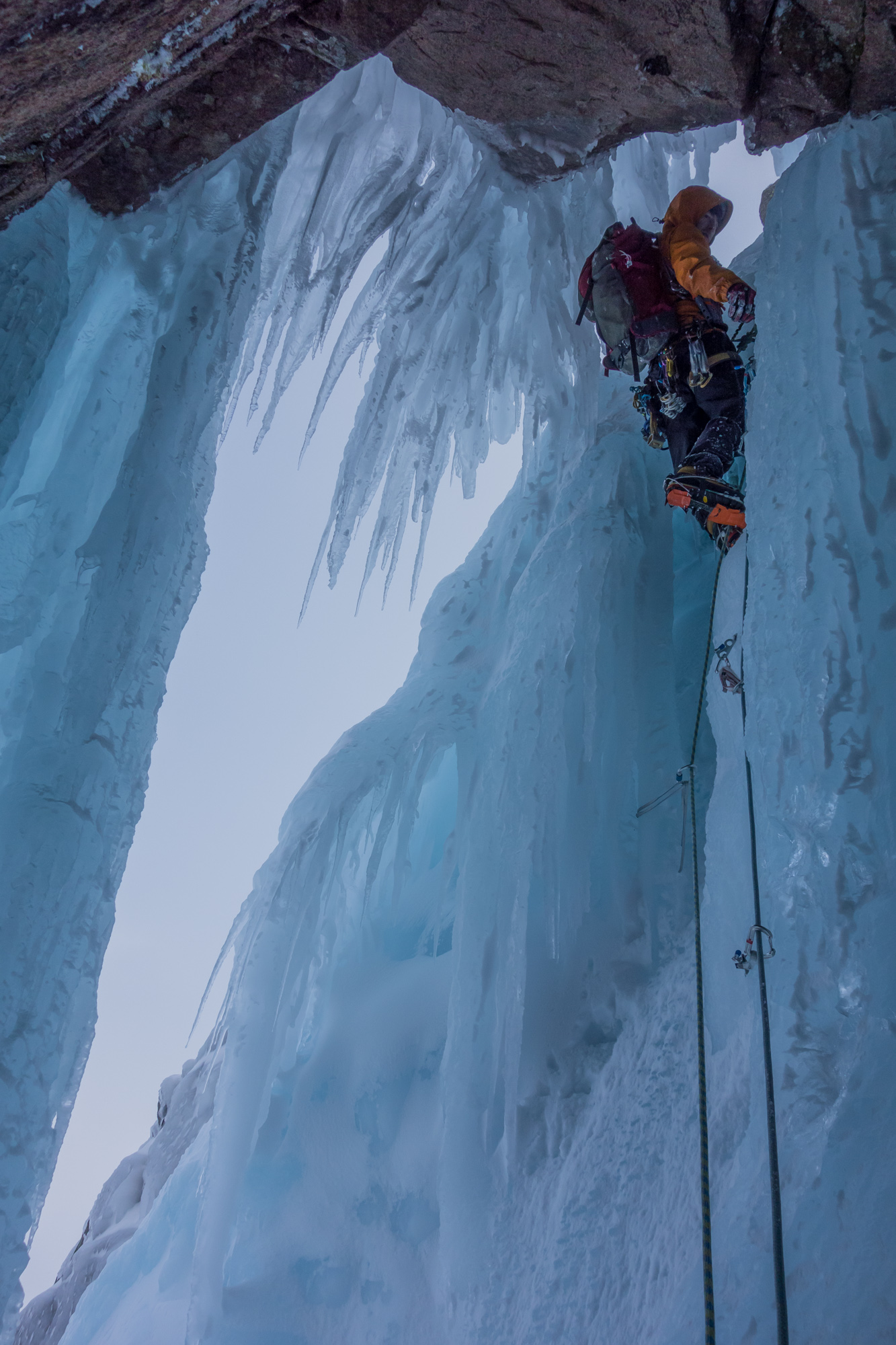 scottish winter ice climbing on the drool eagles rock cairngorms