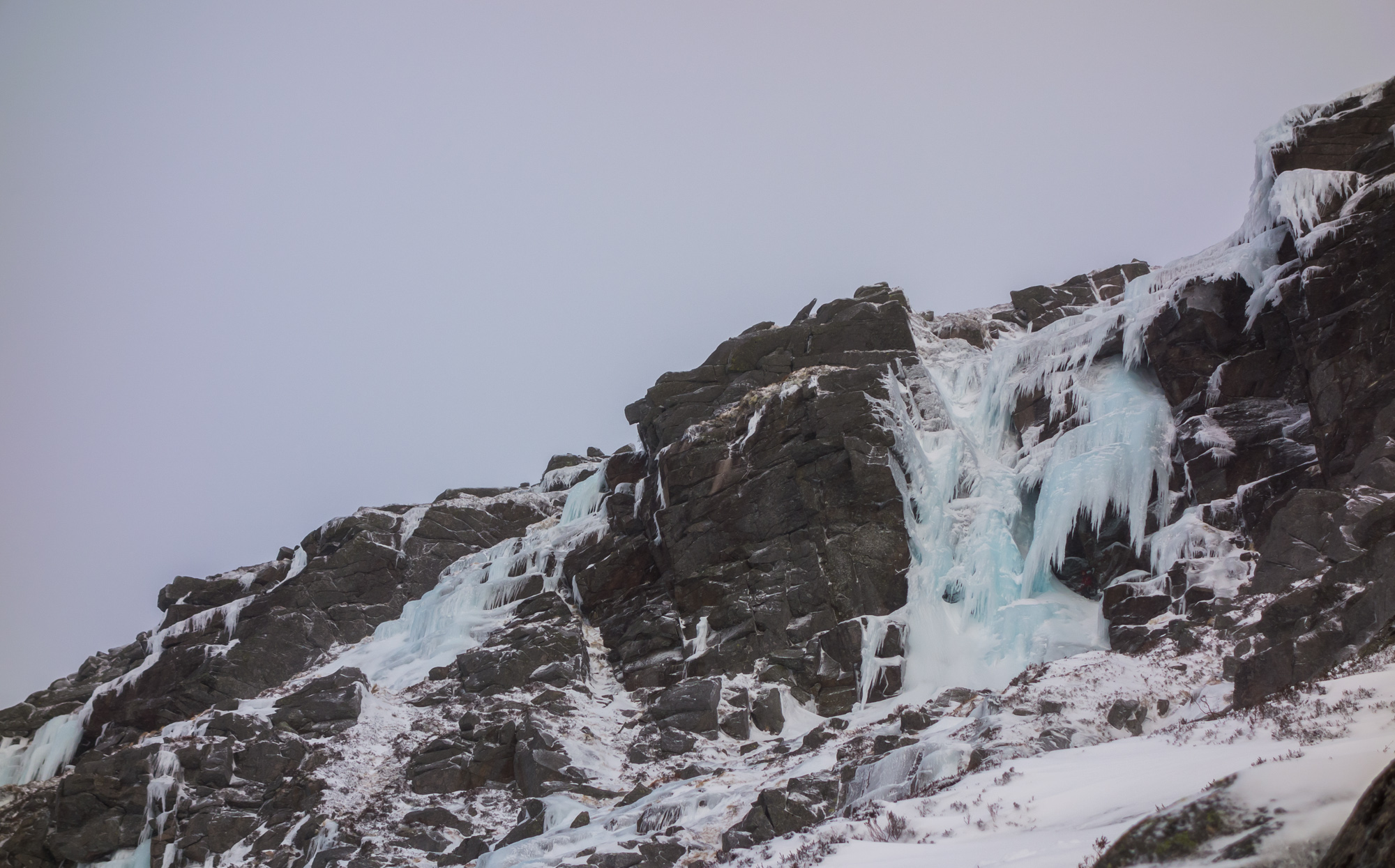 scottish winter ice climbing on the drool eagles rock cairngorms