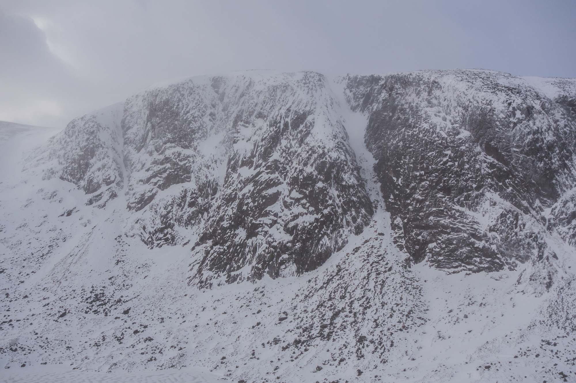 scottish winter ice climbing on the drool eagles rock creag an dubh loch view