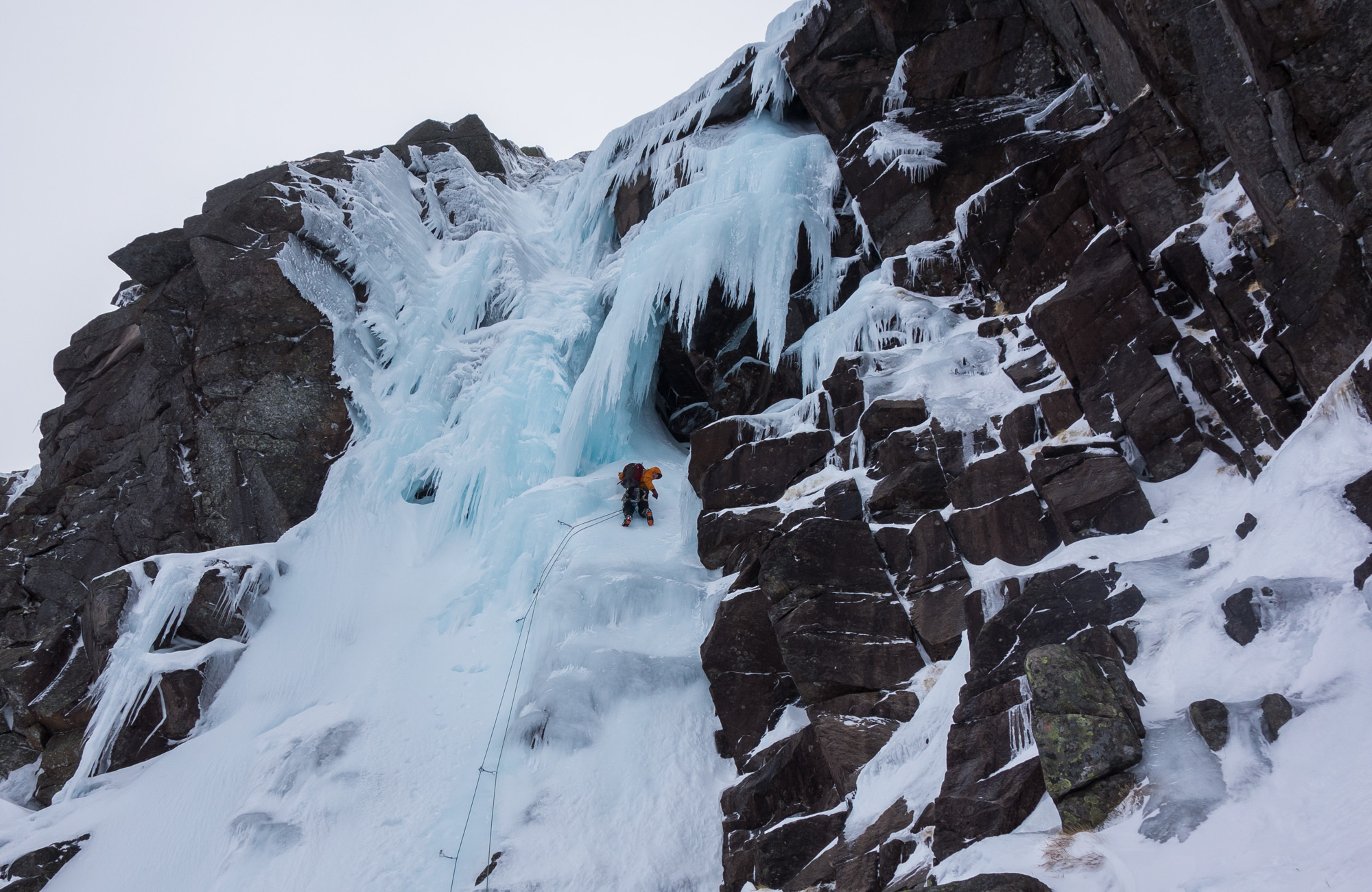 scottish winter ice climbing on the drool eagles rock cairngorms