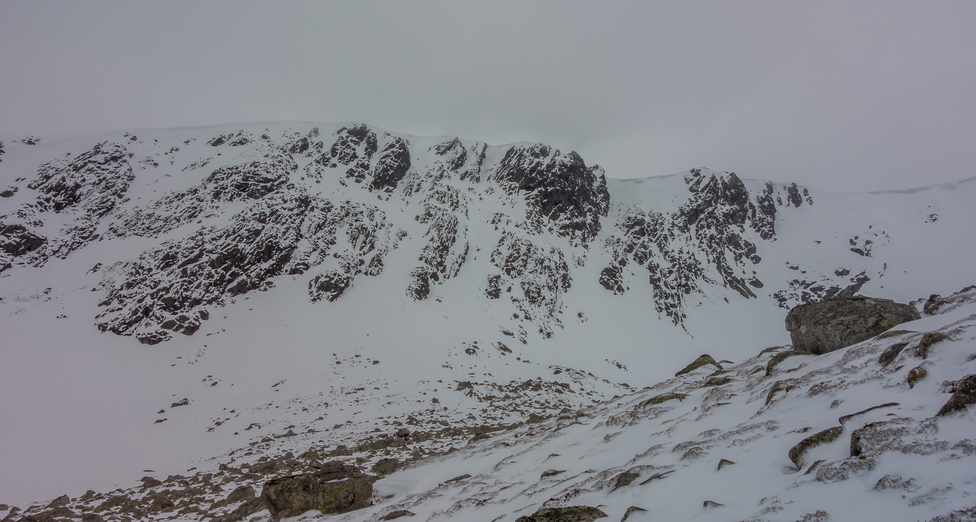 The view into Coire nan Lochain from the base of the route