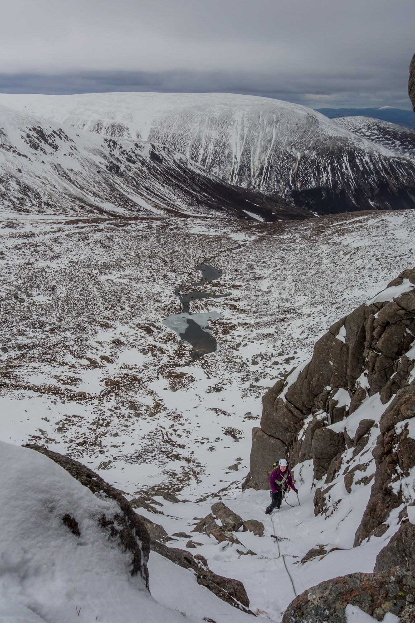 Typical terrain on the winter line with the glen unfolding below