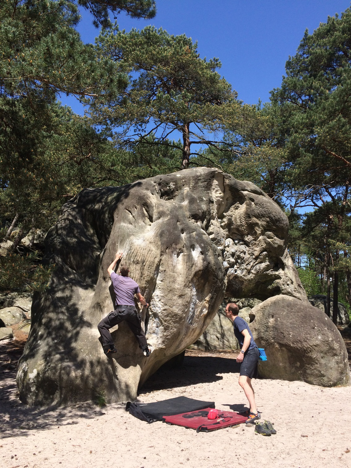 summer rock climbing bouldering in fontainebleau