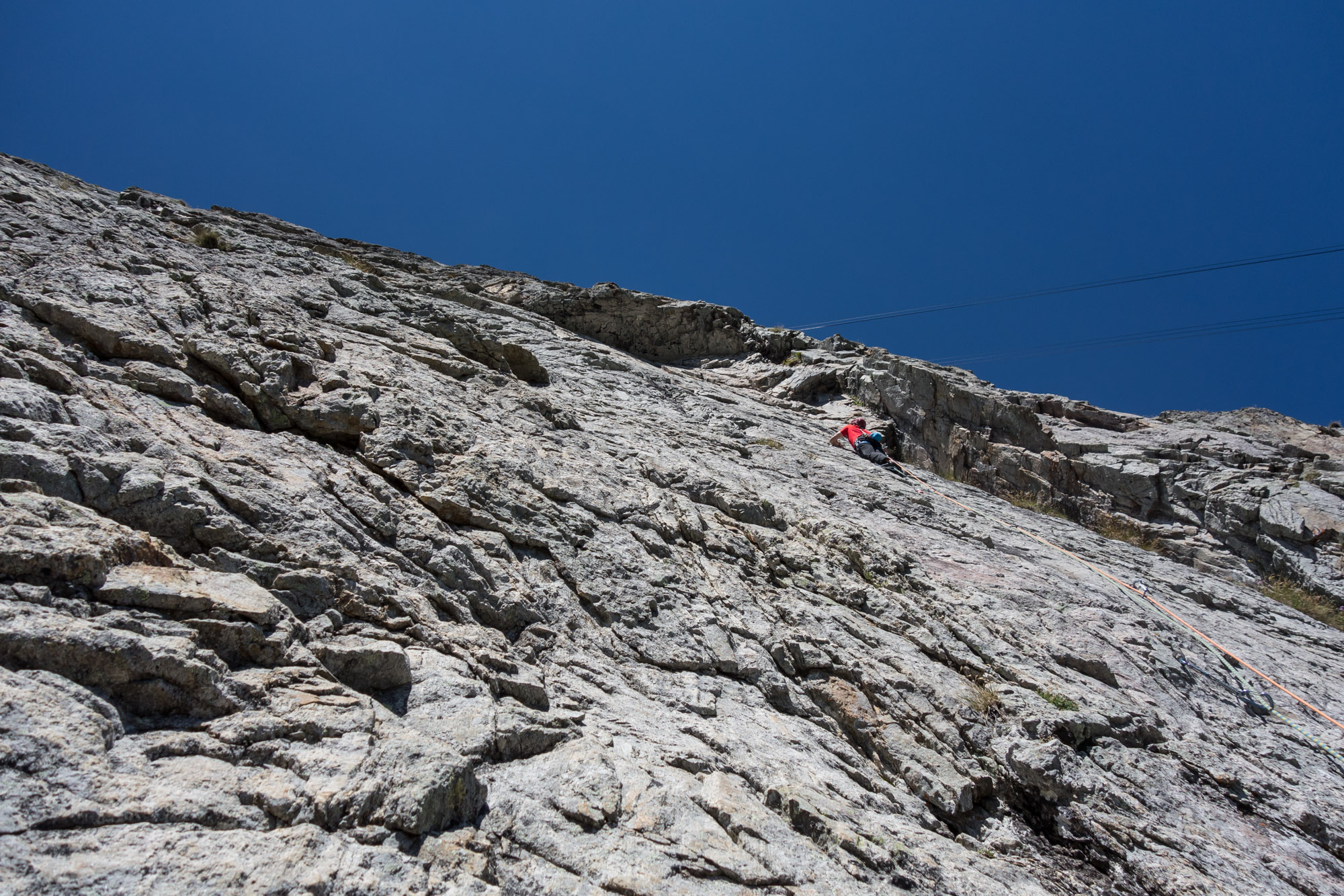 Mark sends the the "slab" pitch - a sustained technical wall on poor, tenuous holds