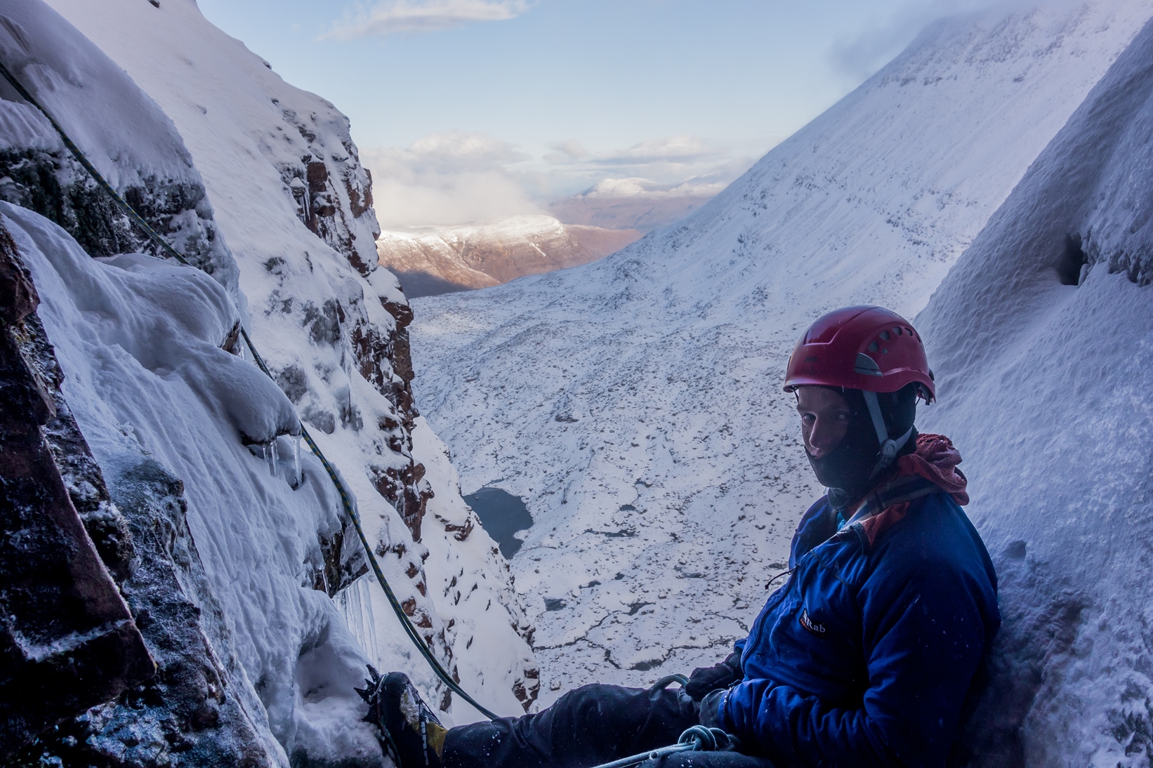 scottish winter mixed climbing on west buttress beinn eighe torridon