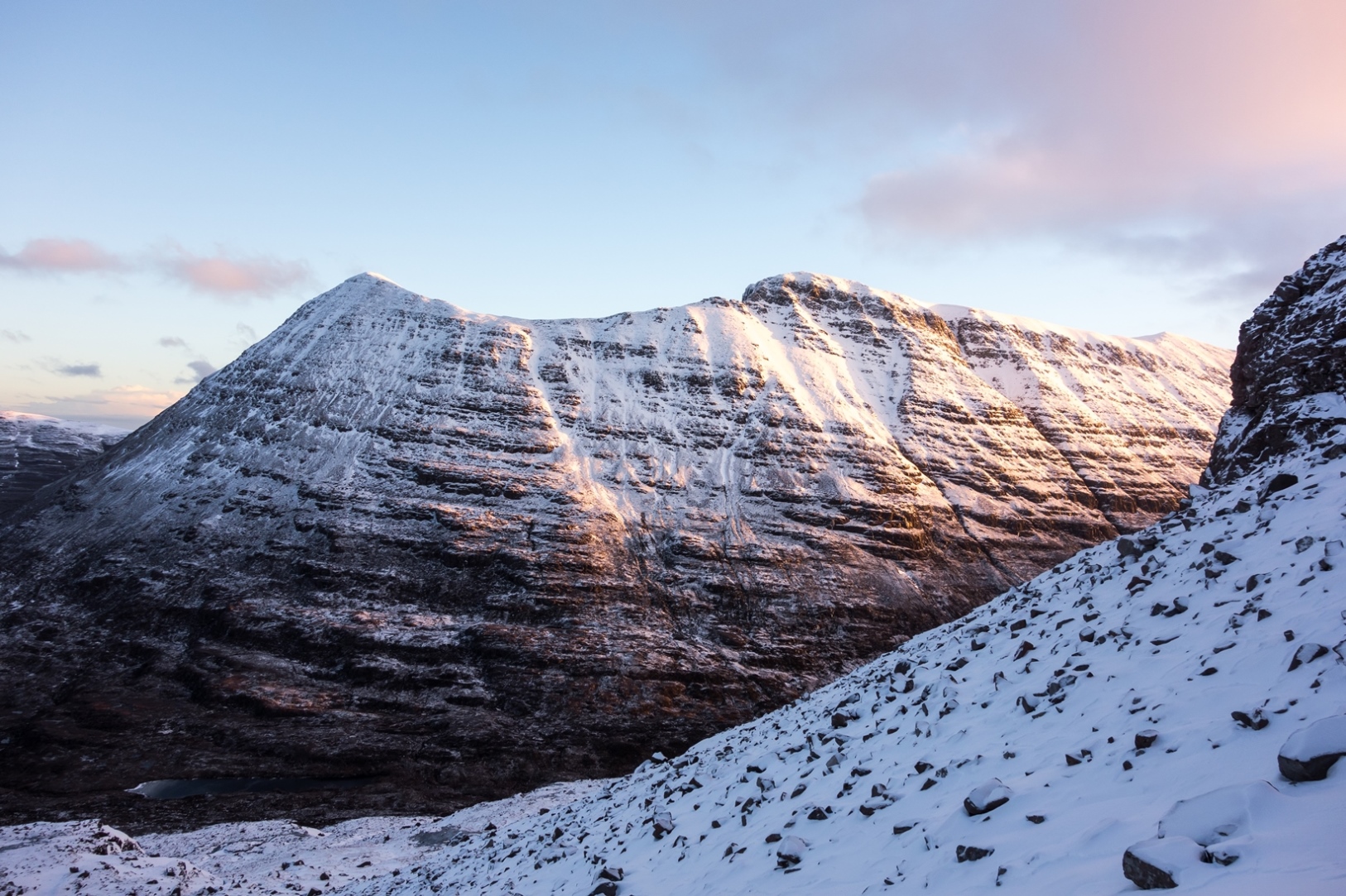 The south flank of Beinn Eighe bathed in serene early morning light