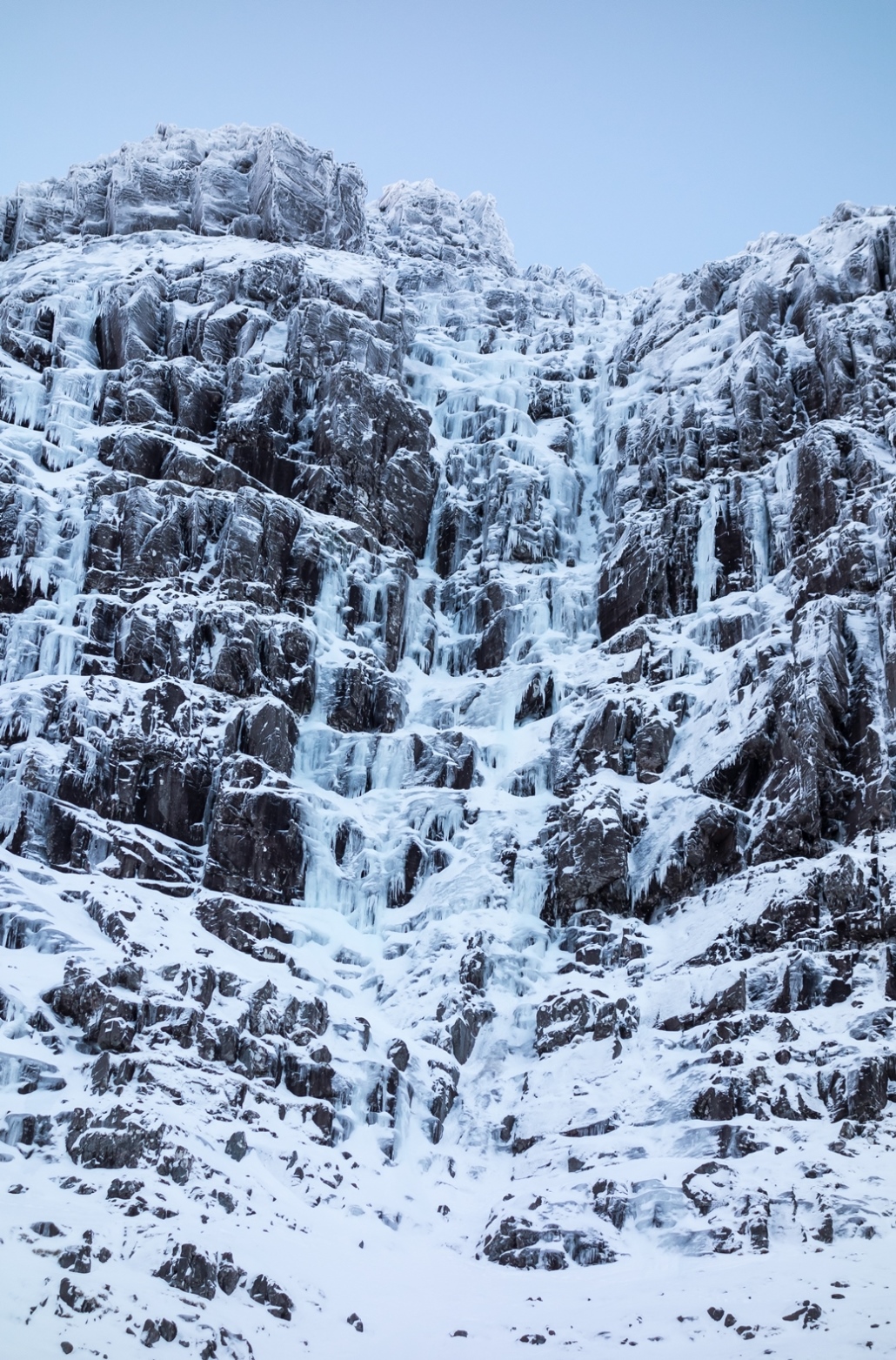 scottish winter ice climbing on poachers leap and salmon fall liatach torridon