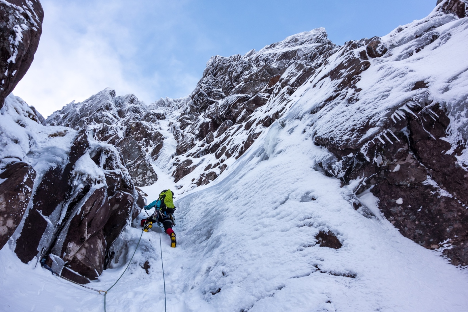 scottish winter ice climbing on george liatach torridon