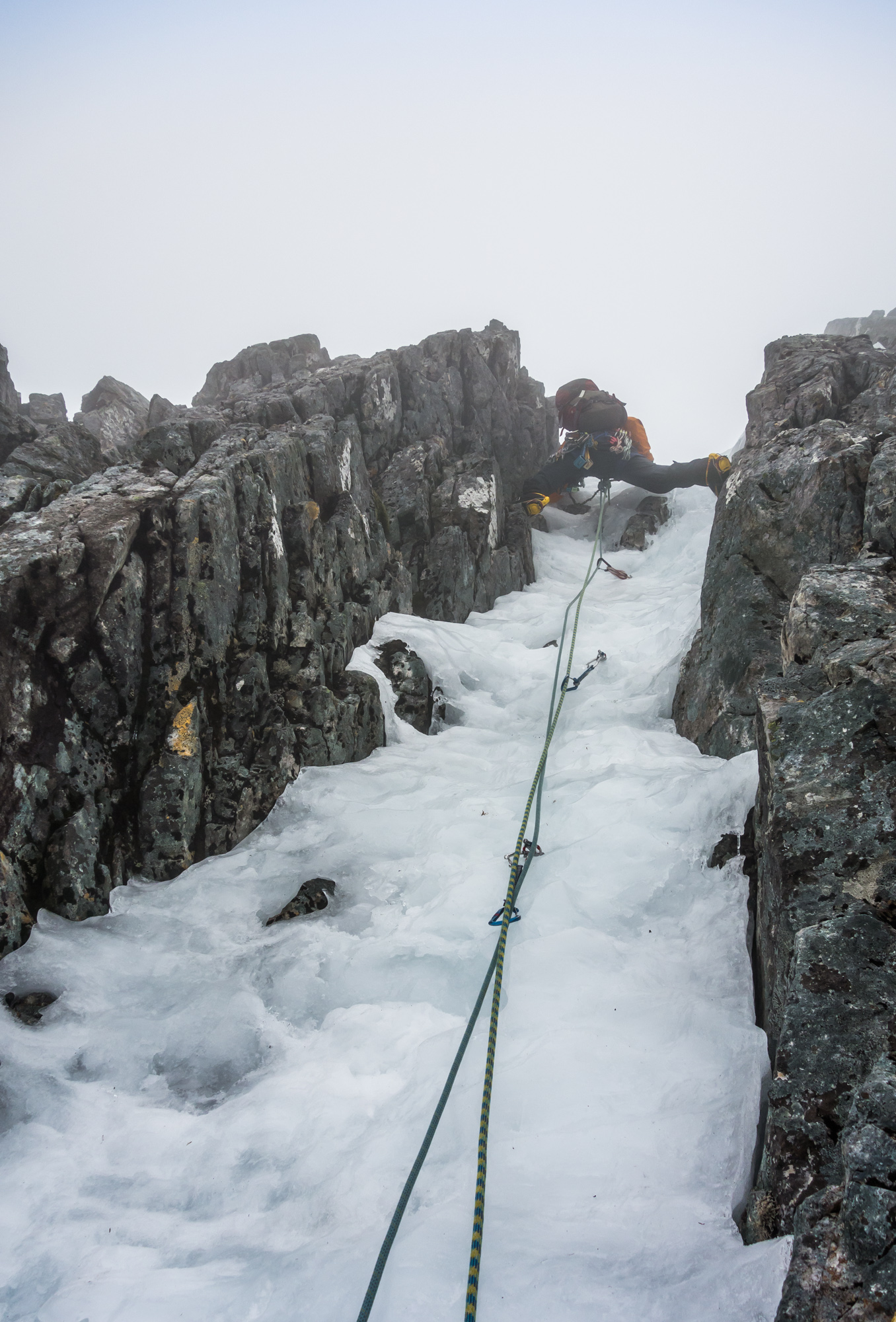 scottish winter ice climbing on the white line ben nevis