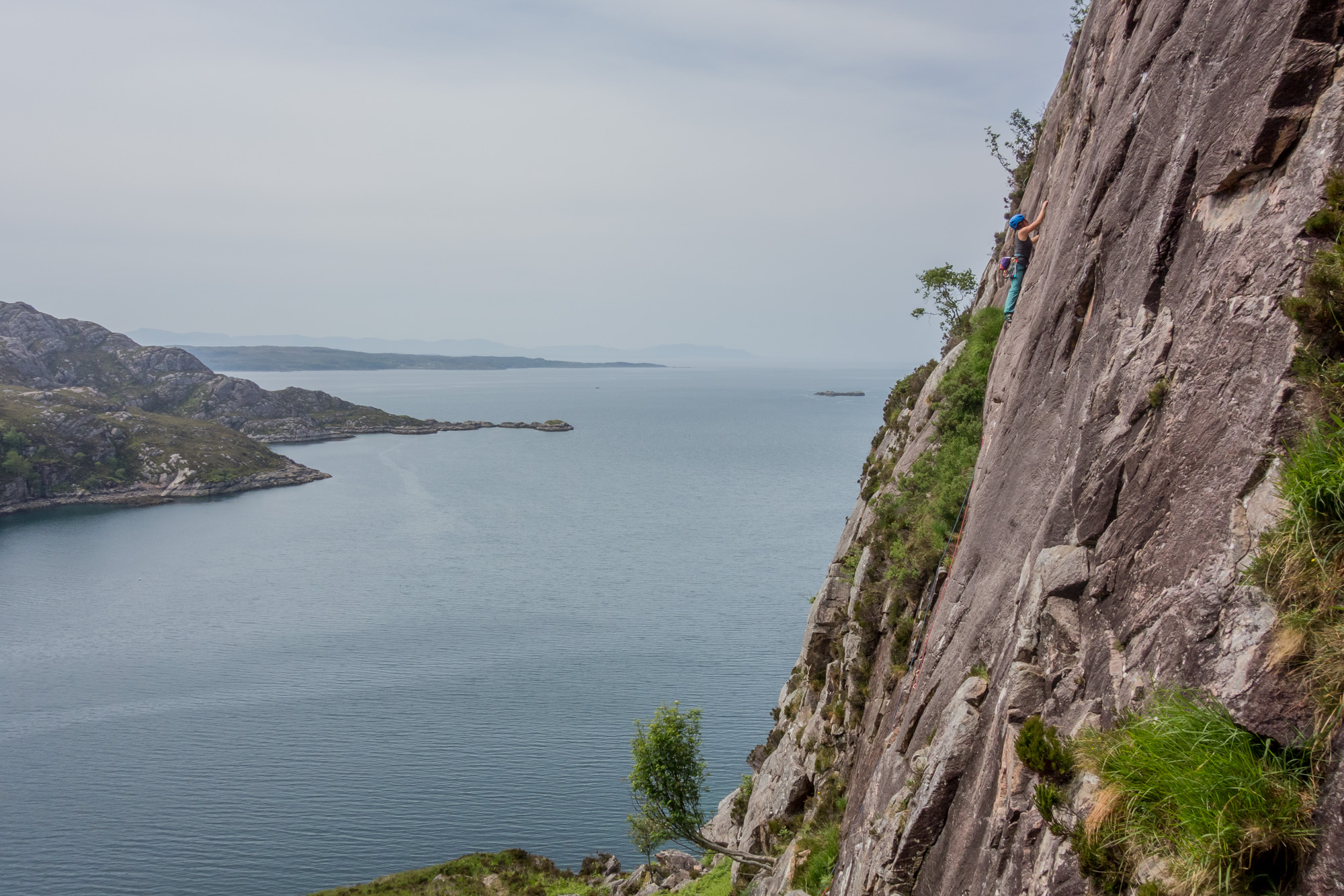 scottish summer rock climbing on route two diabaig