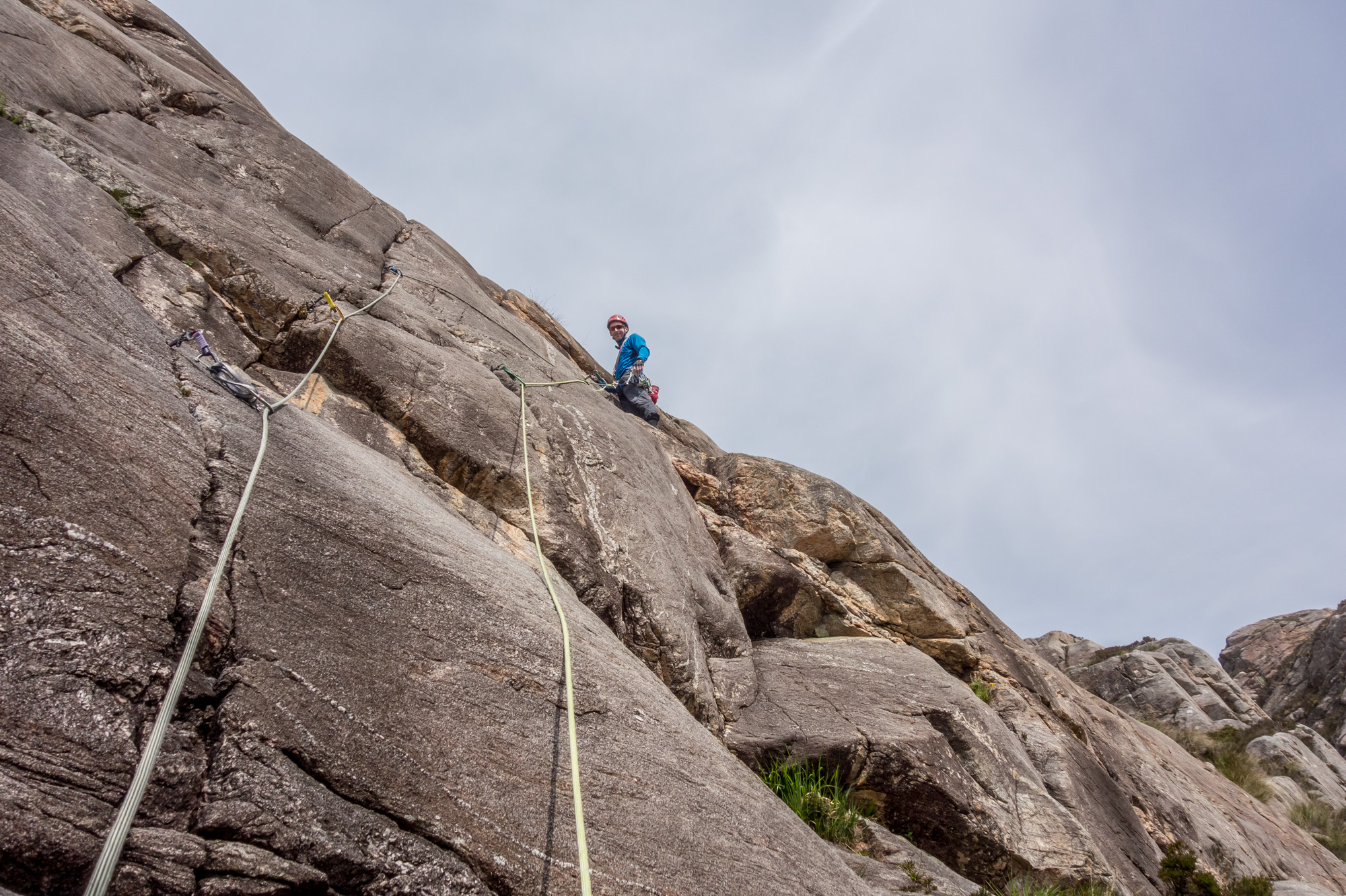 scottish summer rock climbing on route one diabaig