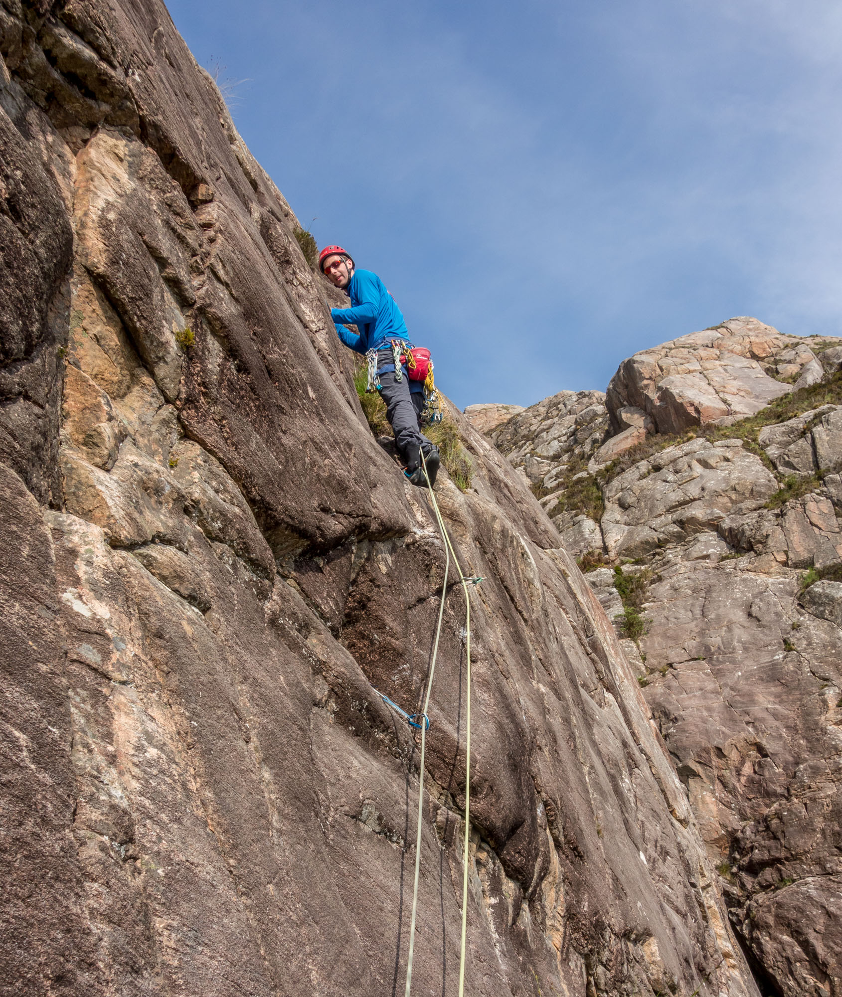 scottish summer rock climbing on route three diabaig