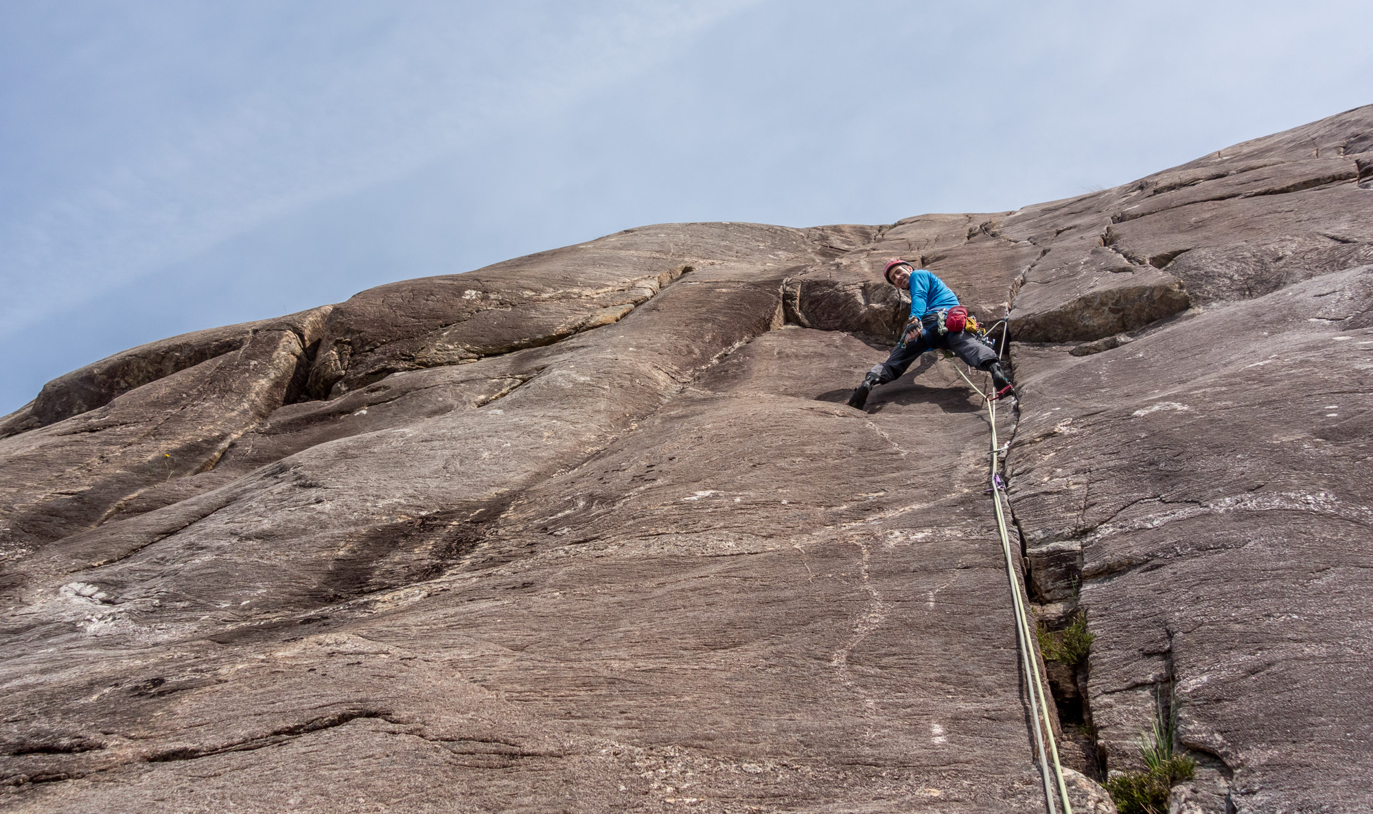 Immaculate rock and perfect cracks on the second pitch of Route Two