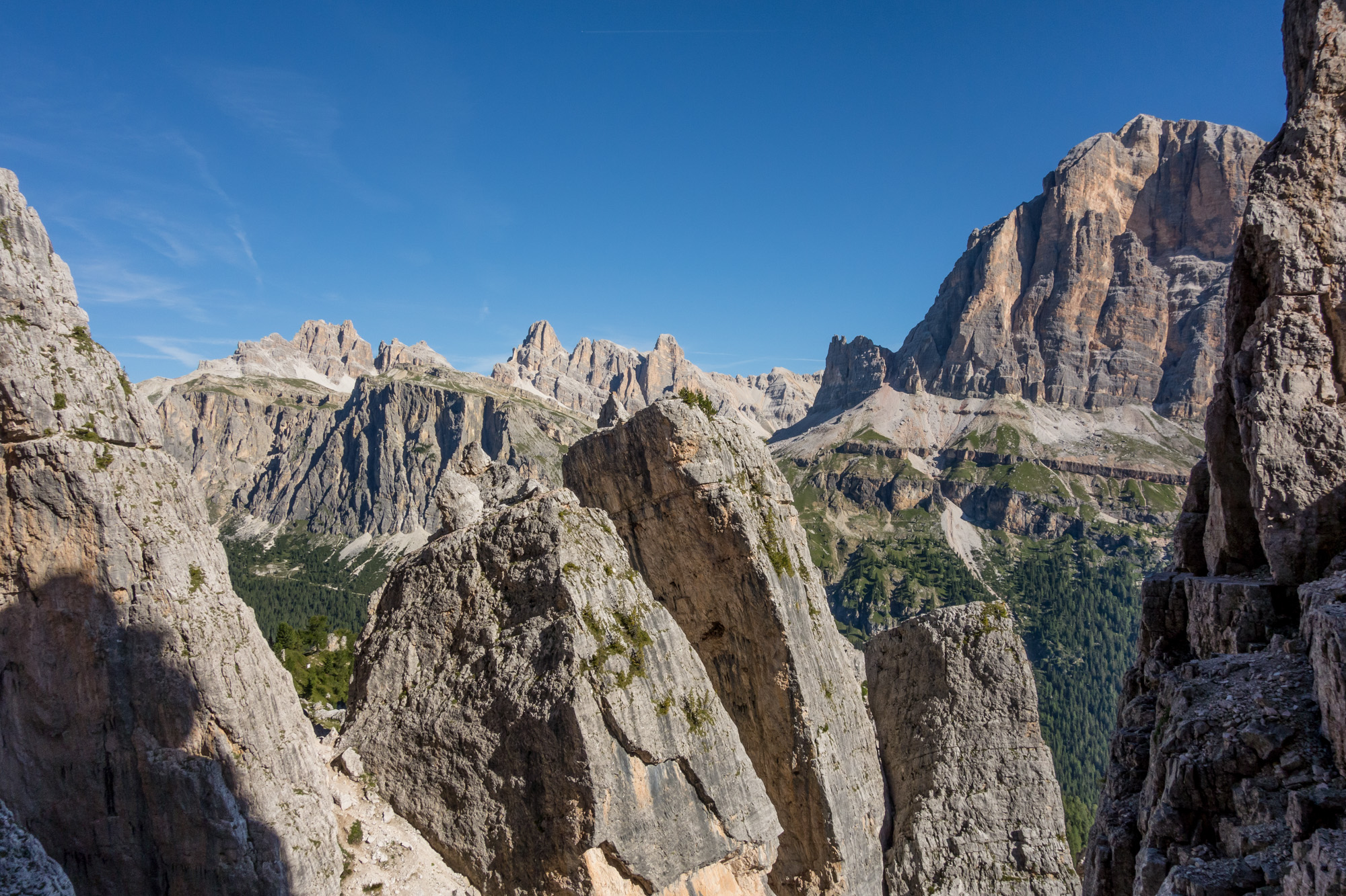 alpine summer rock climbing on cinque torri in the dolomites