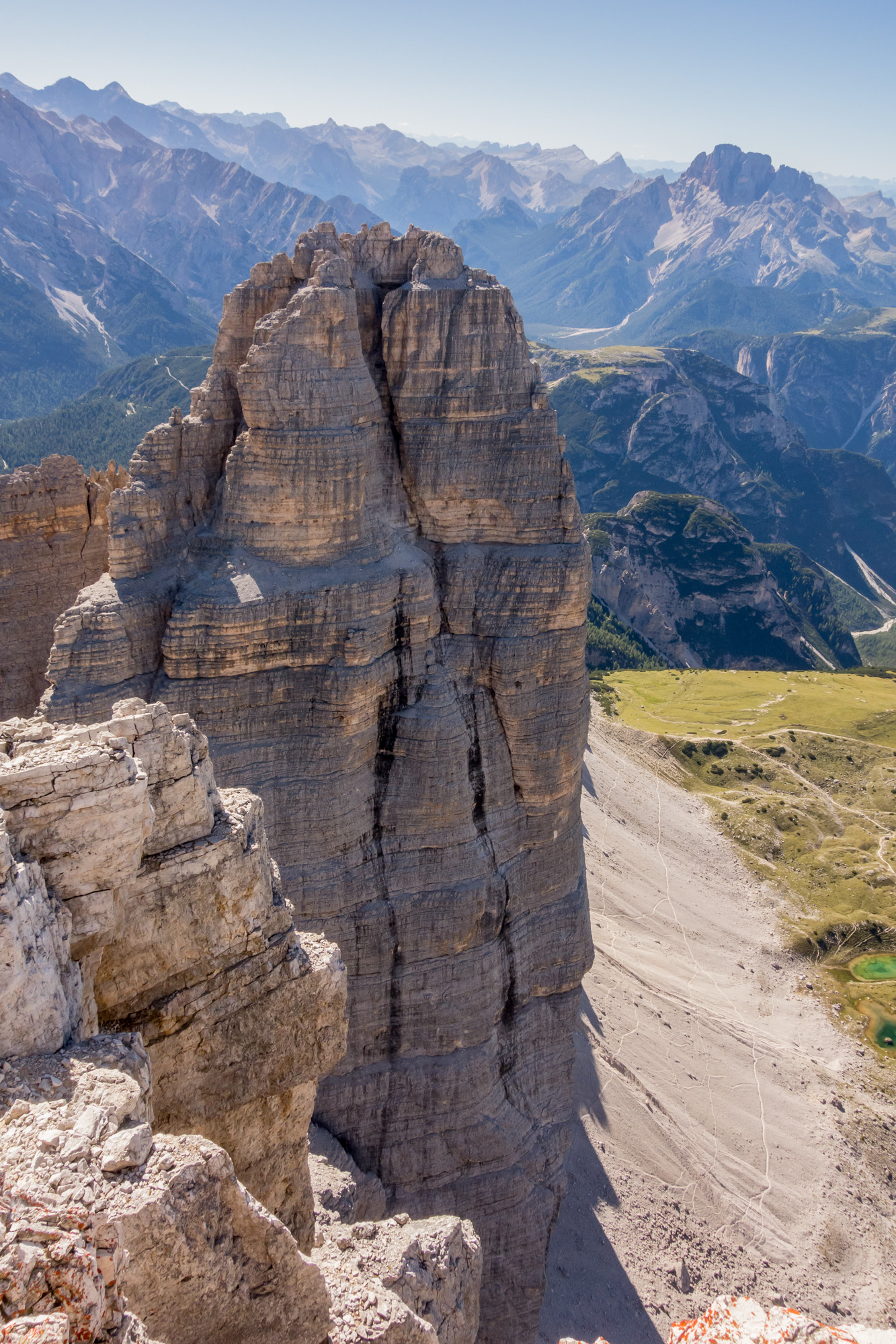 alpine summer rock climbing on the dibona arete tre cime in the dolomites