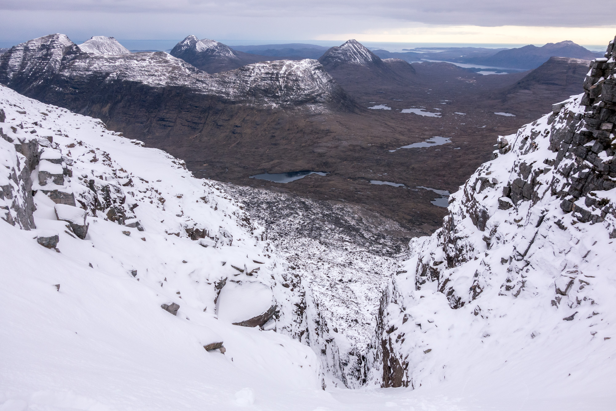 Looking down Way up and north through the Torridon hills to Loch Maree