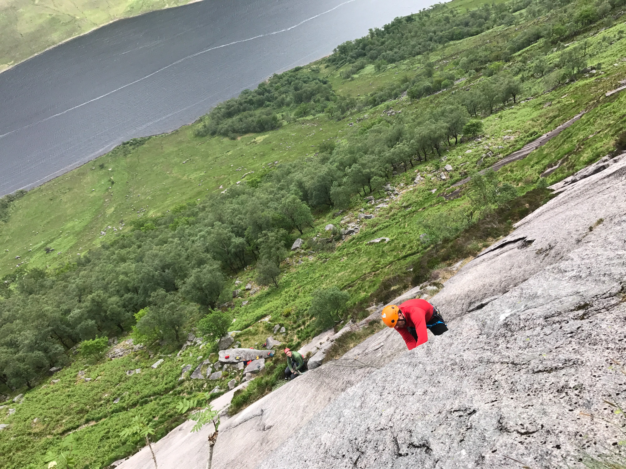 Leaving the heather and midges behind at the start of the crux third pitch. Photo credit: Cassim Ladha