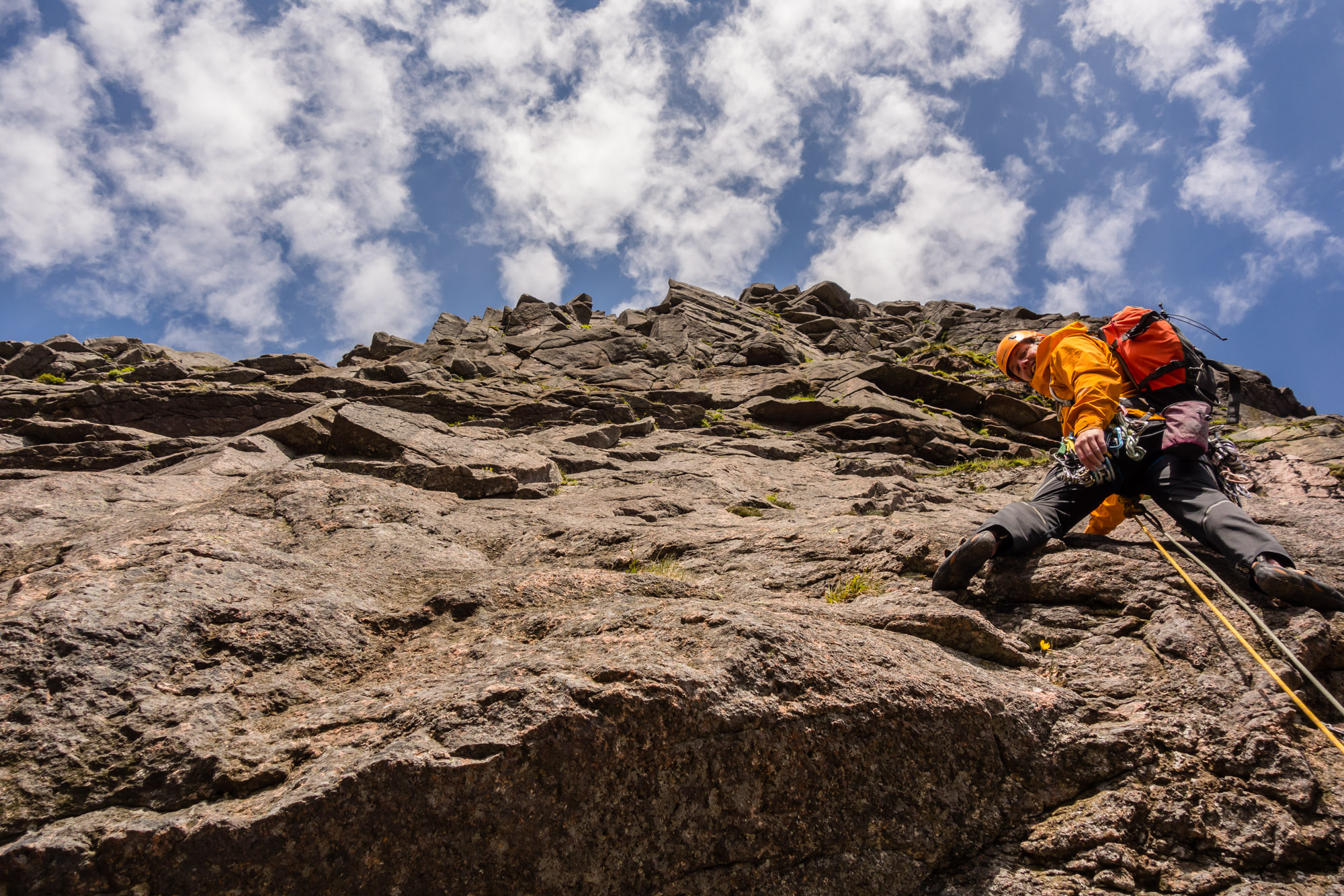 scottish summer rock climbing on the sandpyper direct stag rocks