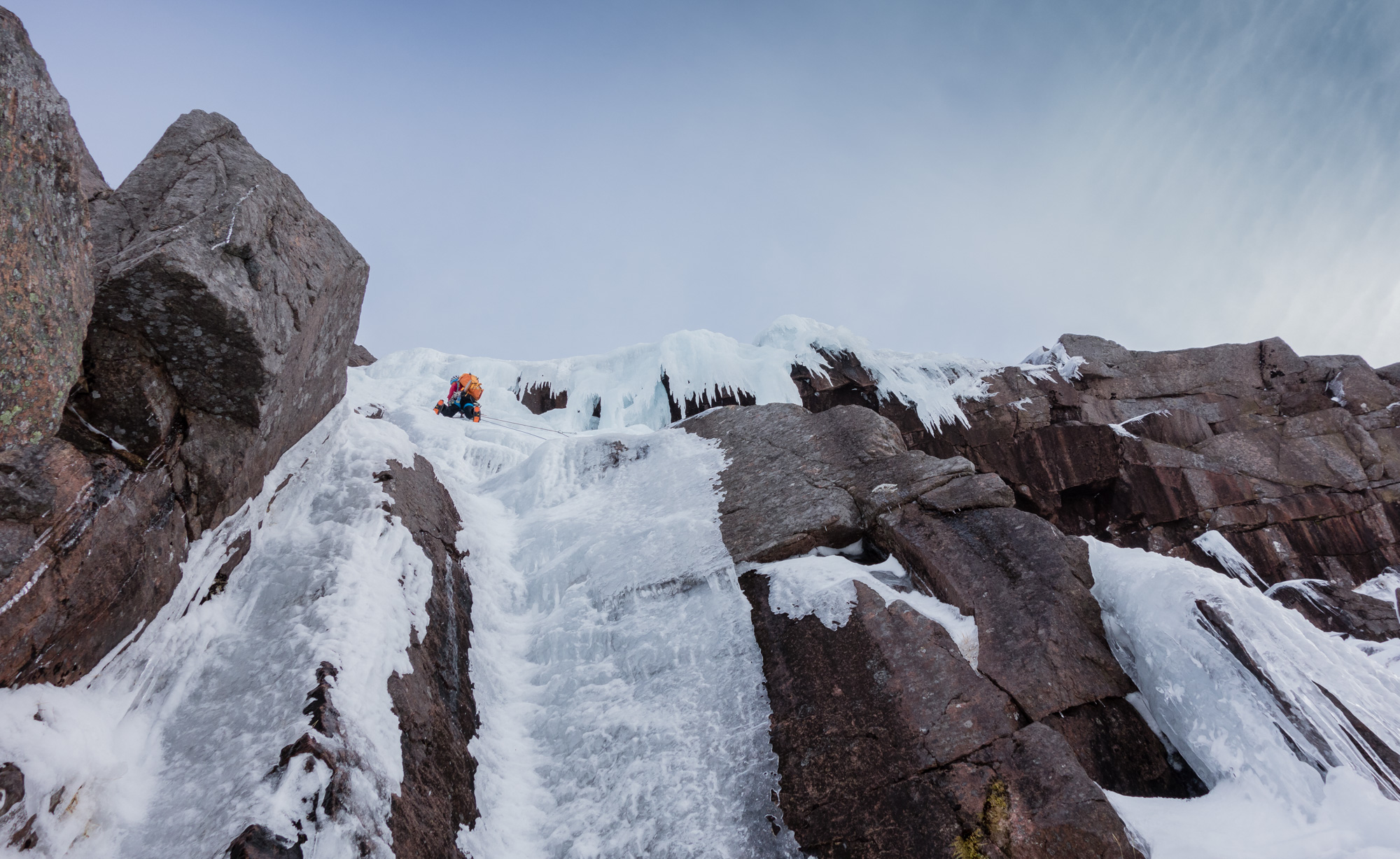 scottish winter ice climbing on window gully and k9 lurchers crag