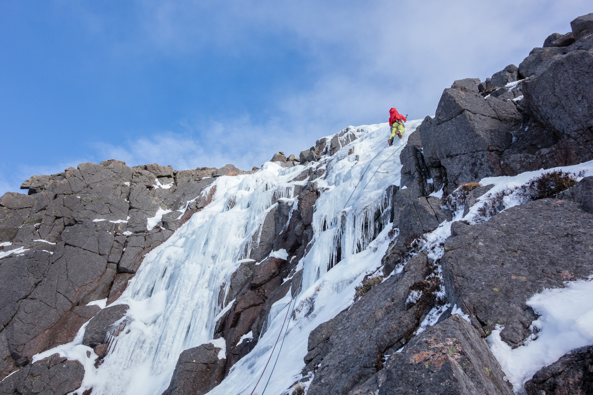 scottish winter ice climbing on window gully and k9 lurchers crag