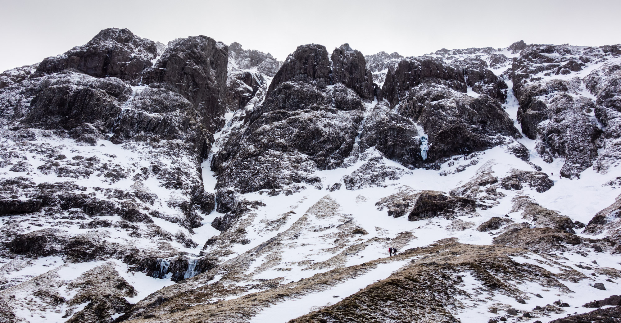 scottish winter ice climbing on no6 gully aonach dubh west face