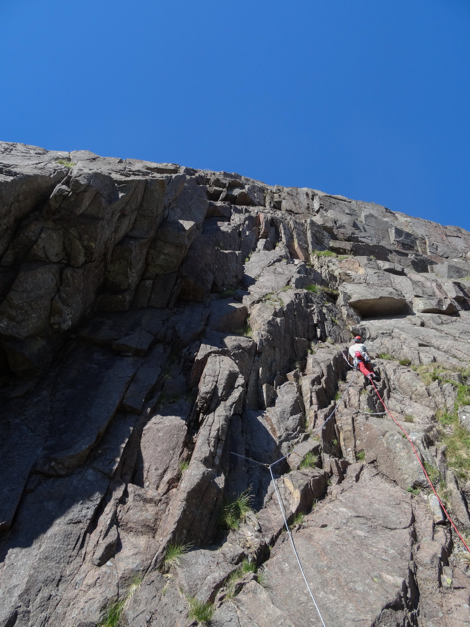 scottish summer rock climbing on king rat creag an dubh loch