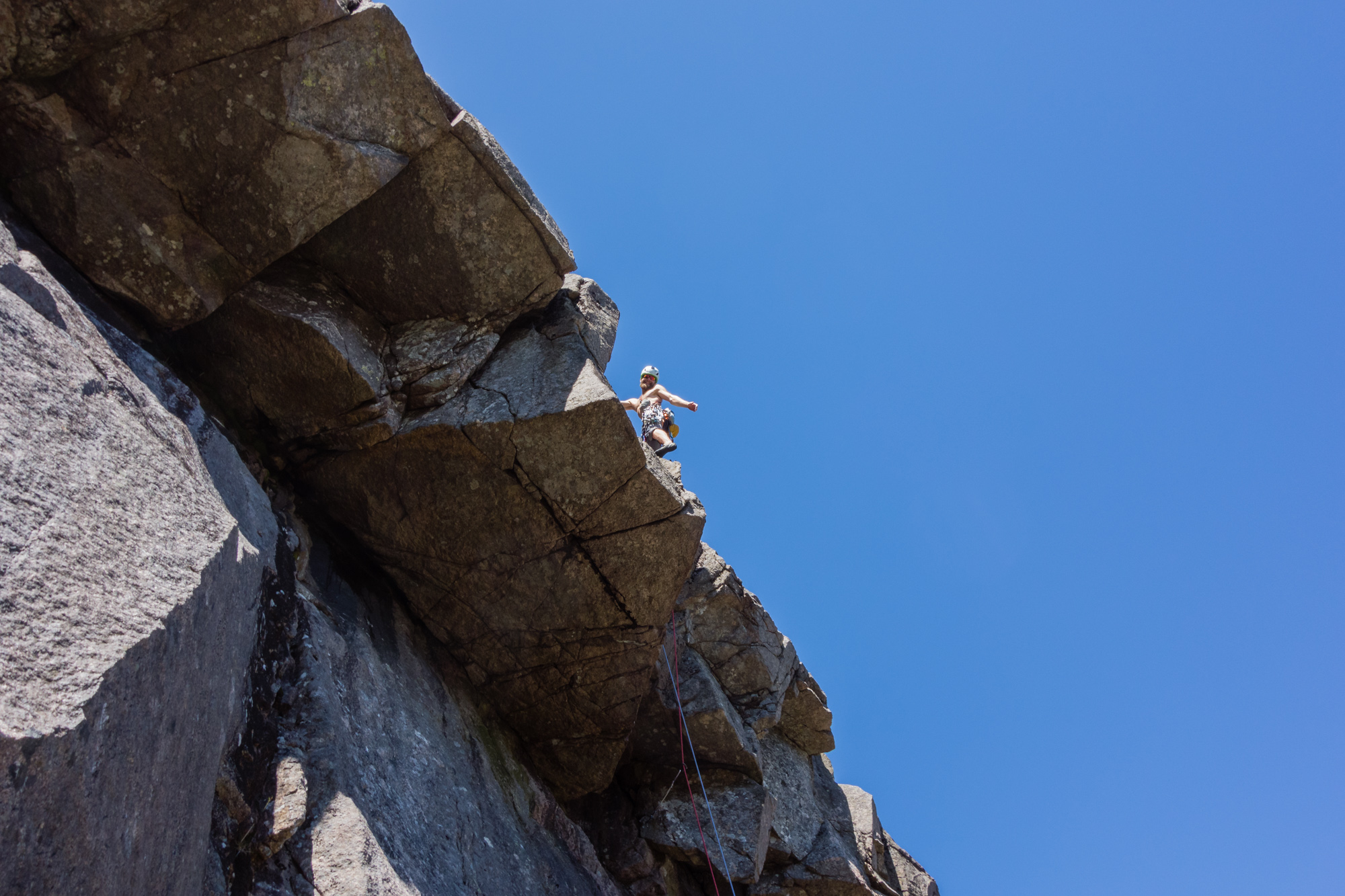 scottish summer rock climbing on king rat creag an dubh loch