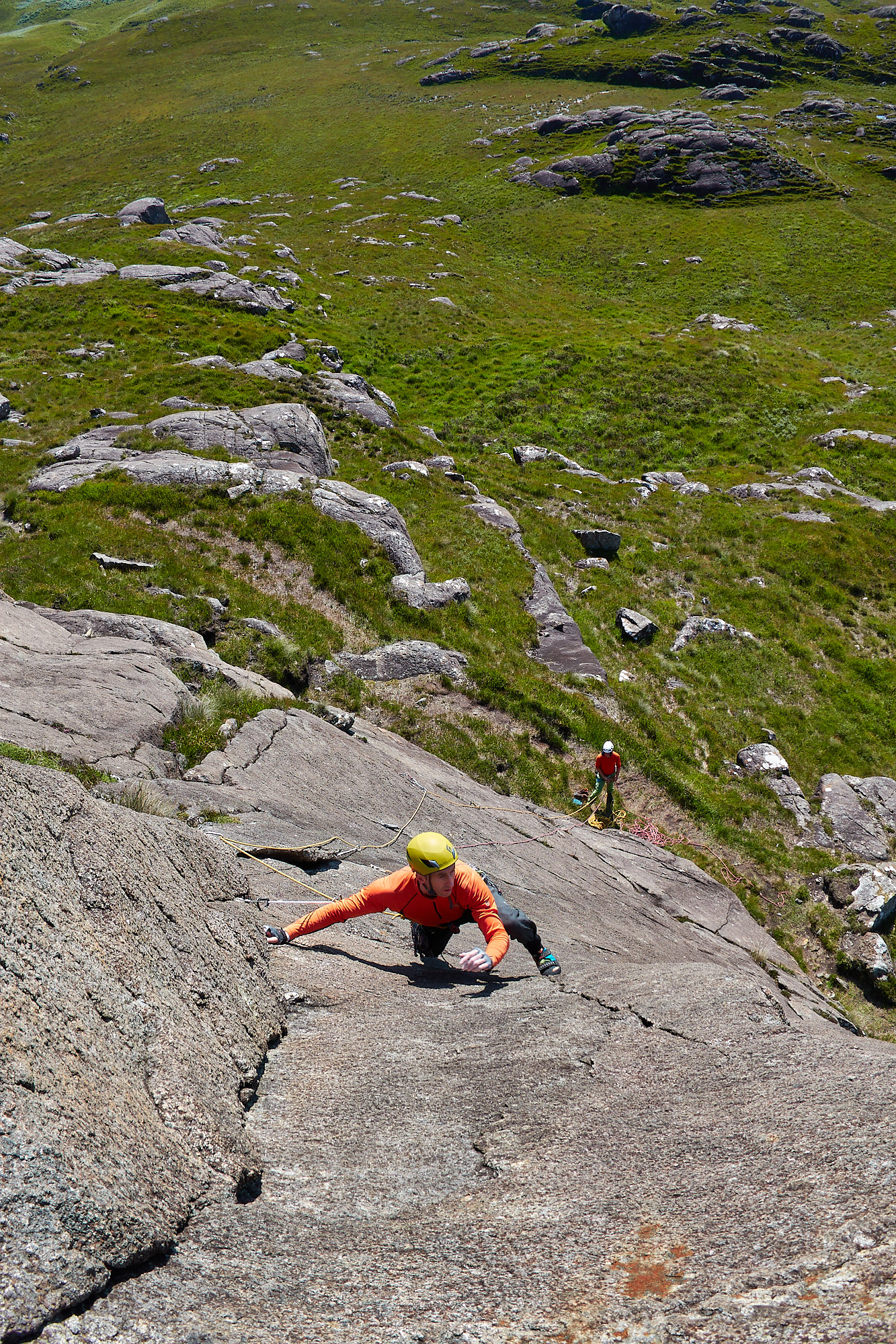 scottish summer rock climbing on greta gabbro in ardnamurchan