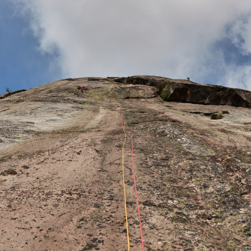 The second pitch of the rock climb called Agent Orange
