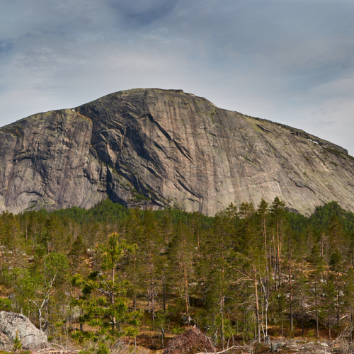 A panorama landscape photo of the South and South East faces of the mountain Haegefjell